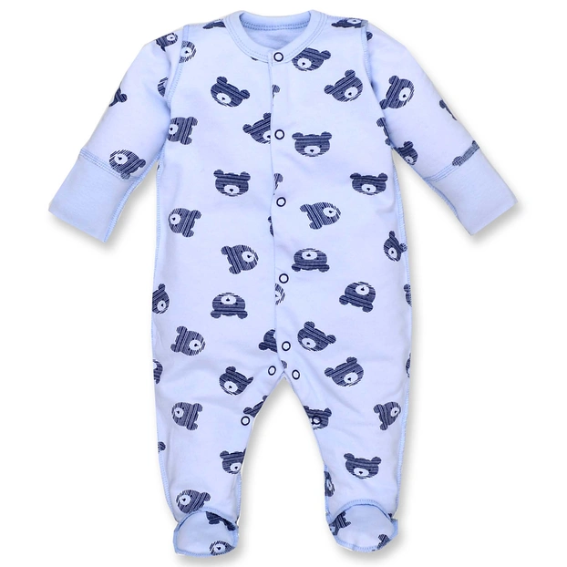 Дитячий комбінезон уні, р 56 см, футер з начісом, блакитний з принтом фото Татошка