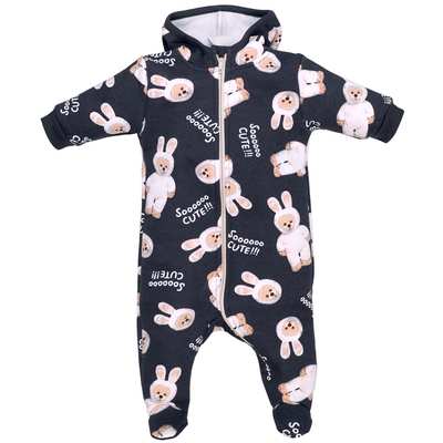 Дитячий комбінезон уні р.56-86 см, футер тринитка, сірий з принтом