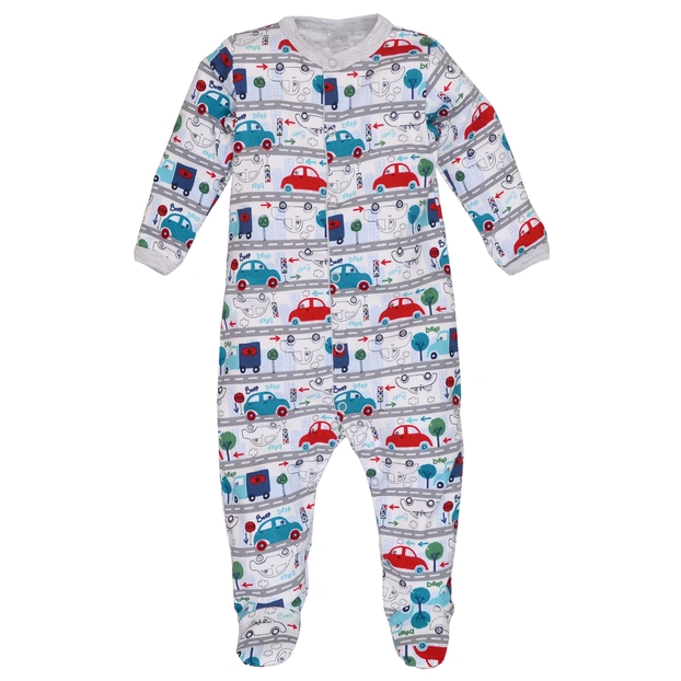 Дитячий комбінезон для хлопчика р.62-86 см, інтерлок, сірий з принтом фото Татошка