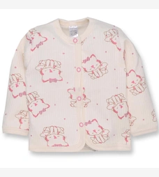 Дитяча кофточка для дівчинки, р.68-86 см, інтерлок рапорт, молочний з принтом фото на tatoshka.ua