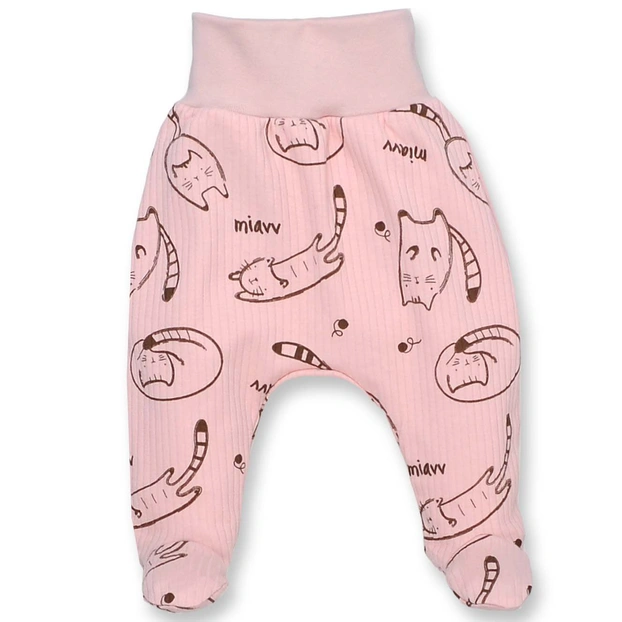 Повзунки на резинці для дівчинкиі, 56-62см, інтерлок рапорт, рожева з принтом фото Татошка