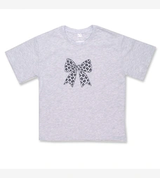 Комплект дитячий для дівчинки, р.134-164 см, кулір, сірий меланж з принтом фото на tatoshka.ua