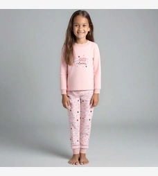 Піжама дитяча для дівчинки, р.86-134 см, інтерлок, рожева з принтом фото на tatoshka.ua