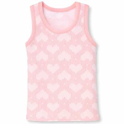 Дитяча майка для дівчинки, р.74-134 см, рібана, рожева з принтом