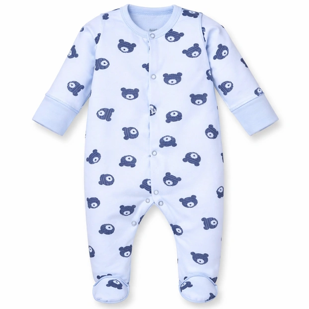 Дитячий комбінезон уні, р 56 см, футер з начісом, блакитний з принтом фото Татошка