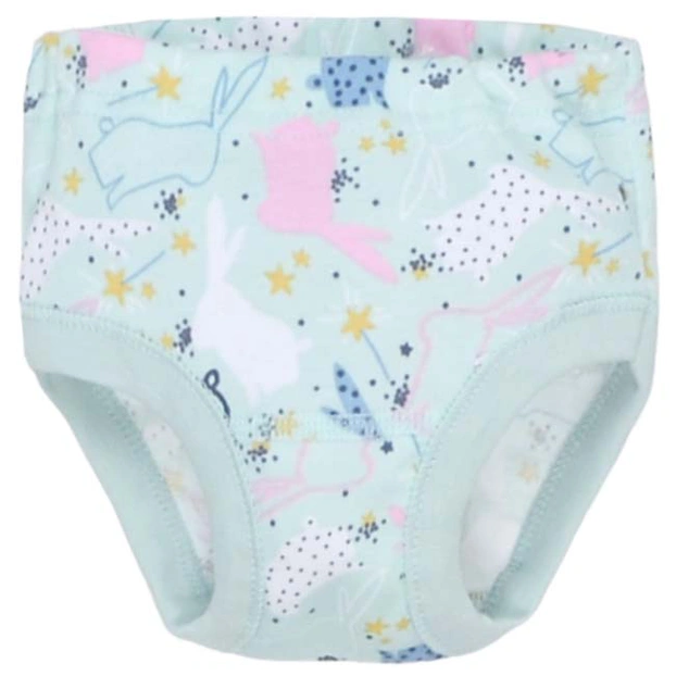 Трусы классические для девочки, 98-116см, Рибана 100% хлопок, Зелёные/мята с принтом фото Татошка