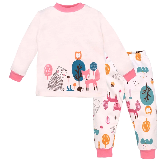 Дитяча піжама для дівчинки, р.80-164 см, футер з начісом, біла з принтом фото Татошка