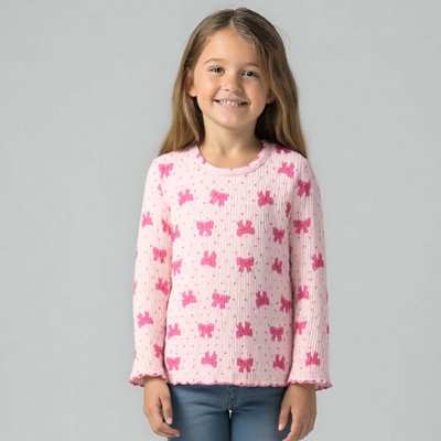 Дитячий джемпер для дівчинки, р.92-134 см, рубчик(кашкорсе), рожевий з принтом