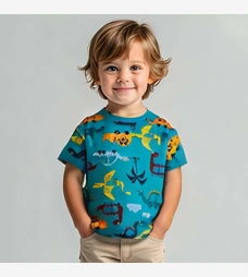 Футболка для хлопчика, р.74-104 см, кулір, зелена з принтом фото на tatoshka.ua