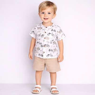 Комплект дитячий для хлопчика, р.104-110 см, муслін, білий з принтом