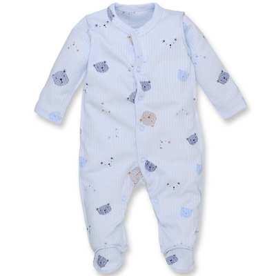 Дитячий комбінезон уні, р.56 см, інтерлок "рапорт", блакитний з принтом