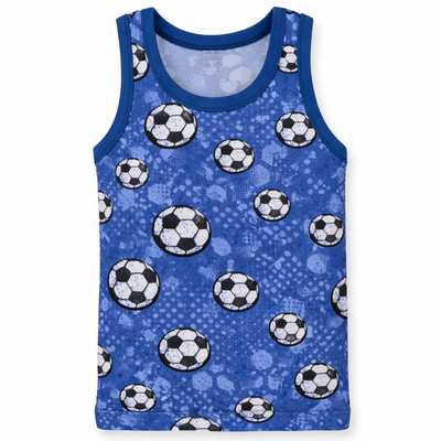 Дитяча майка для хлопчика, р.80-134 см, рібана, синій з принтом