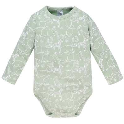 Боди уни, 80-92 см, интерлок 100% хлопок, зеленый с принтом.