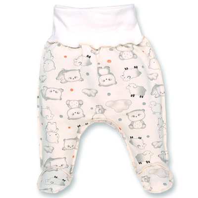 Повзунки на резинці уні, 56-62см, футер, молочні з принтом