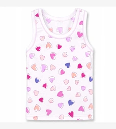 Дитяча майка для дівчинки, р.74-134 см, рібана, біла з принтом фото на tatoshka.ua