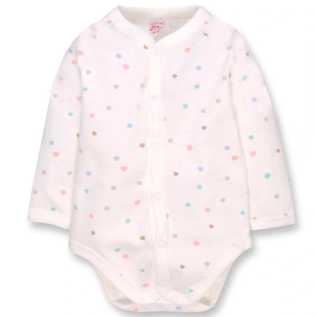 Боди для девочки, 62-68 см, интерлок 100% хлопок, белый с принтом. фото Татошка