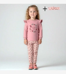 Комплект дитячий для дівчинки, р.98-116 см, петельний футер, рожева з аплікацією фото на tatoshka.ua