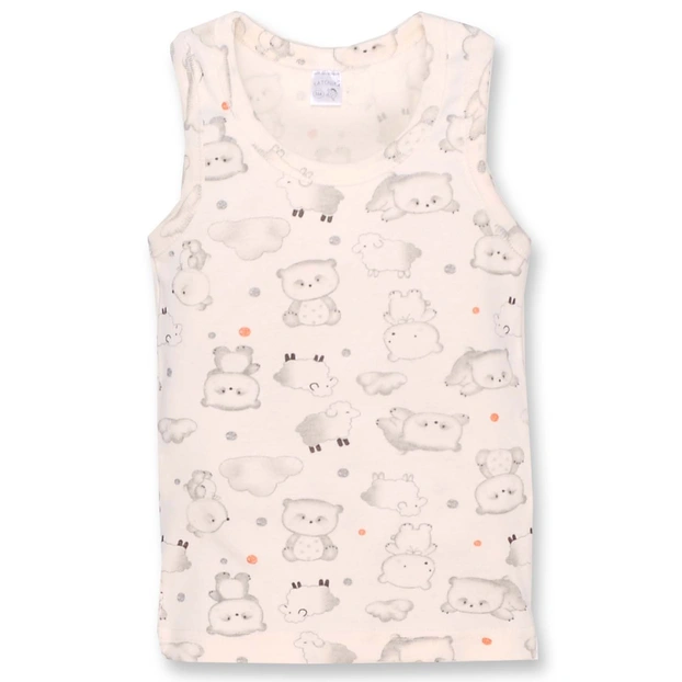 Дитяча майка для дівчинки, р.80-122 см, рібана, молочний з принтом фото Татошка