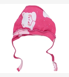 Детский чепчик для девочки, рибана, розовый с принтом. фото на tatoshka.ua