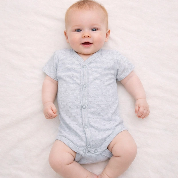 Напівкомбінезон уні , 56-62 см, ажур, сірий меланж фото Татошка