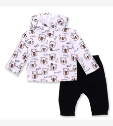 Комплект дитячий уні, р.80-86 см, муслін, білий з принтом фото на tatoshka.ua