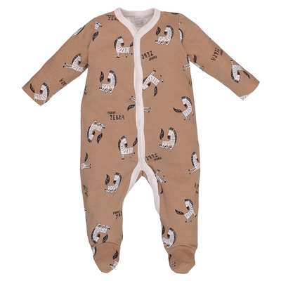 Дитячий комбінезон уні, р.62-74 см, інтерлок, коричневий з принтом