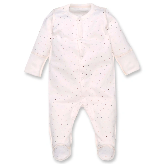 Дитячий комбінезон для дівчинки, р.50-56 см, футер з начісом, молочний з принтом фото Татошка