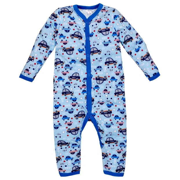 Дитячий комбінезон для хлопчика р.80-86 см, кулір, блакитний з принтом фото Татошка