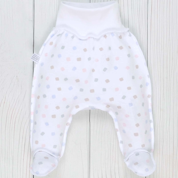 Повзунки на резинці для дівчинки, 50-68см, інтерлок, білий з принтом фото Татошка