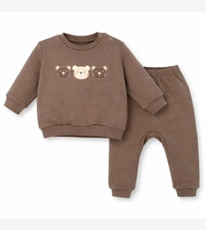 Костюм дитячий комлектом, р.74-92 см, петельний футер, коричневий з аплікацєю фото на tatoshka.ua