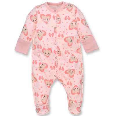 Дитячий комбінезон для дівчинки, р.50-56 см, футер з начісом, рожевий з принтом