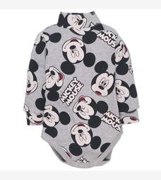 Детское боди-гольф с длинным рукавом, р.68-92 см, кашкорс с начесом, серый с принтом. фото на tatoshka.ua