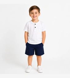 Комплект дитячий уні, р.116-134 см, муслін, білий з синім фото на tatoshka.ua