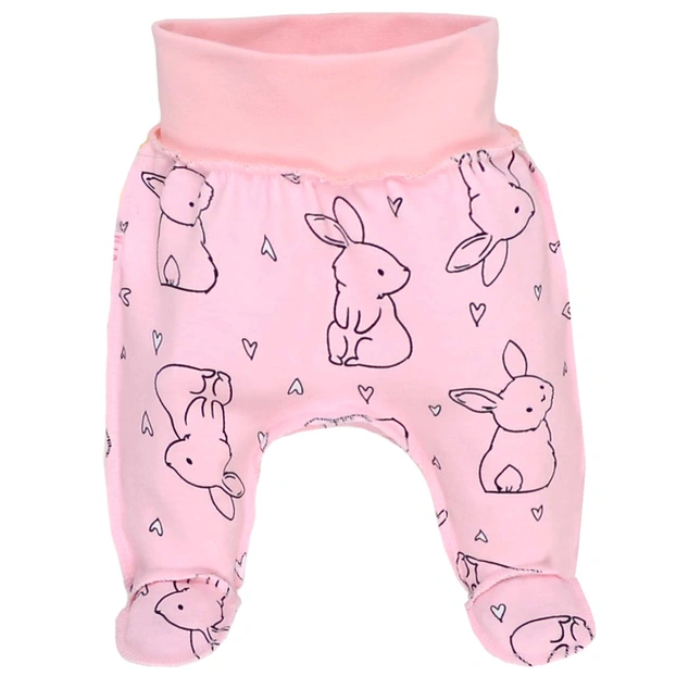 Ползунки на резинке для девочки, 50-74см, интерлок, розовые с принтом. фото Татошка