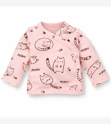 Распашонка для девочки, 56-62см, интерлок рапорт 100% хлопок, розовый с принтом фото на tatoshka.ua