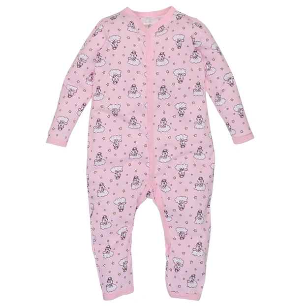 Детский комбинезон для девочки, р.80-86 см, кулир, розовый с принтом фото Татошка