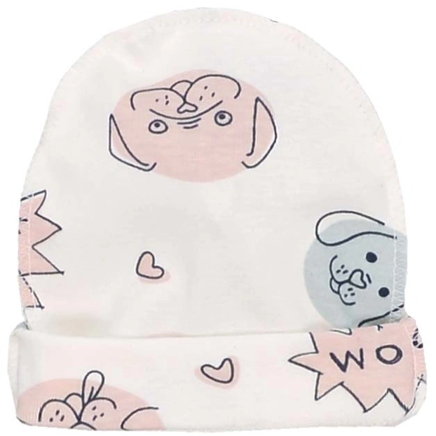 Дитяча шапочка, р 36-38 р, рібана, молочний з принтом фото Татошка