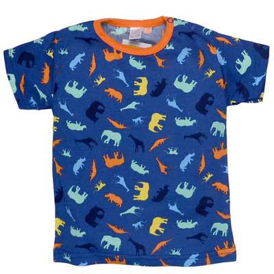 Футболка уні, р.80-104 см, кулір, синя з принтом