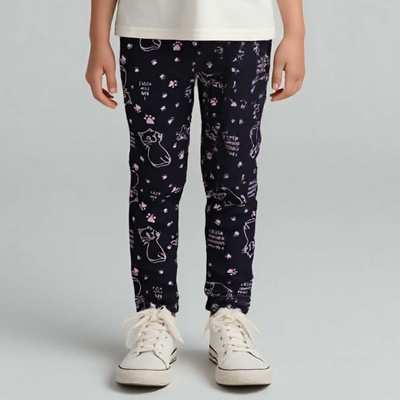 Дитячі лосини , р.104-164 см, кулір з еластаном, чорні з принтом