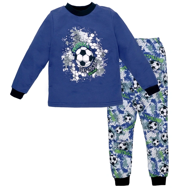 Дитяча піжама для хлопчика, р.116-164 см, футер, синя з принтом фото Татошка