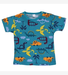 Футболка для хлопчика, р.74-110 см, кулір, зелена з принтом фото на tatoshka.ua