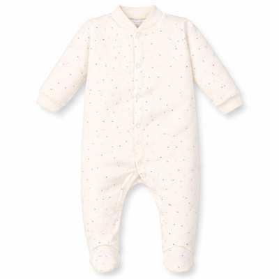 Детский комбинезон для девочки, р.62-74 см, футер с начесом, молочный с принтом