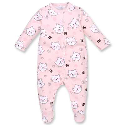 Дитячий комбінезон для дівчинки, р.62-74 см, інтерлок, рожевий з принтом