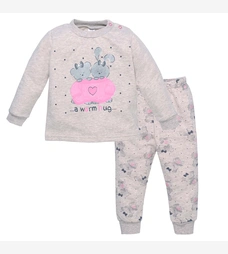 Дитяча піжама для дівчинки, р.80-134 см, футер, бежева з принтом фото на tatoshka.ua