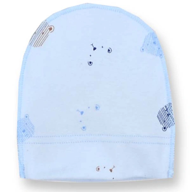 Дитяча шапочка, р.36-42 р, інтерлок рапорт, блакитна з принтом фото Татошка