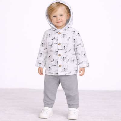 Комплект дитячий уні, р.74-98 см, муслін, білий з принтом