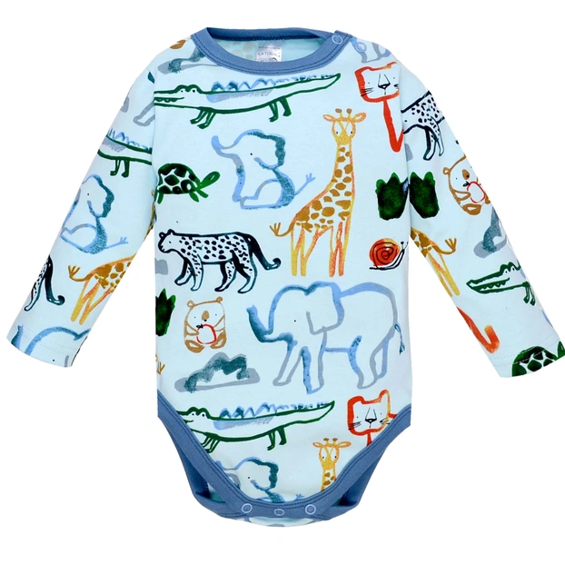 Боди уни, 80-92 см, интерлок 100% хлопок, голубая с принтом фото Татошка