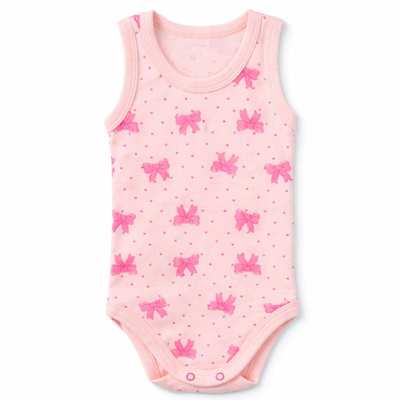 Боді уні, 68-92 см, рібана , рожевий з принтом