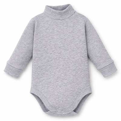 Дитяче боді-гольф з довгим рукавом, р.68-92 см, кашкорсе з начосом, сірий меланж