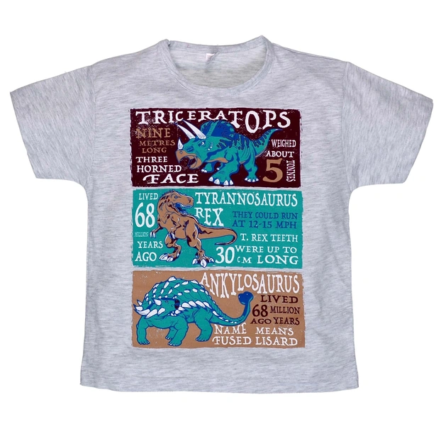 Футболка для хлопчика, р.116-164 см, кулір, сірий меланж з аплікацією фото Татошка